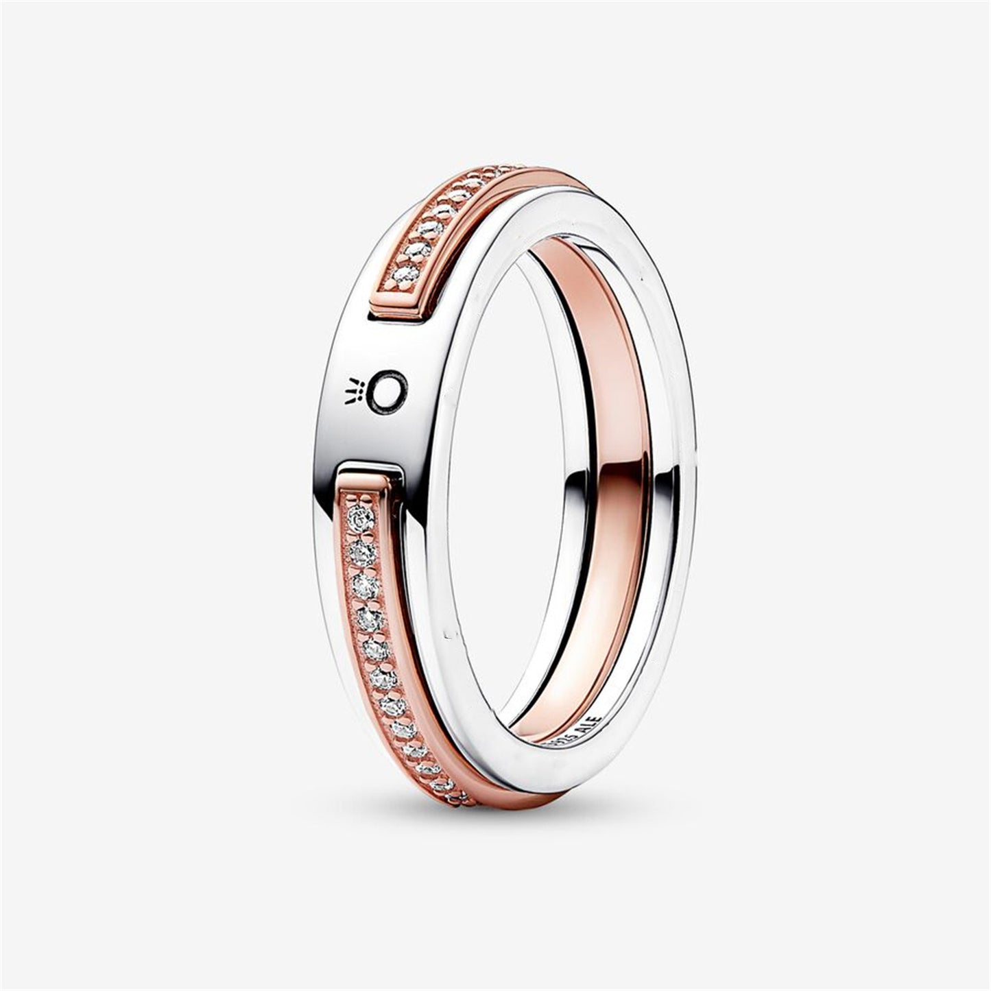 S925 Sterling Silver Signature Two-tone Logo & Pavé Ring