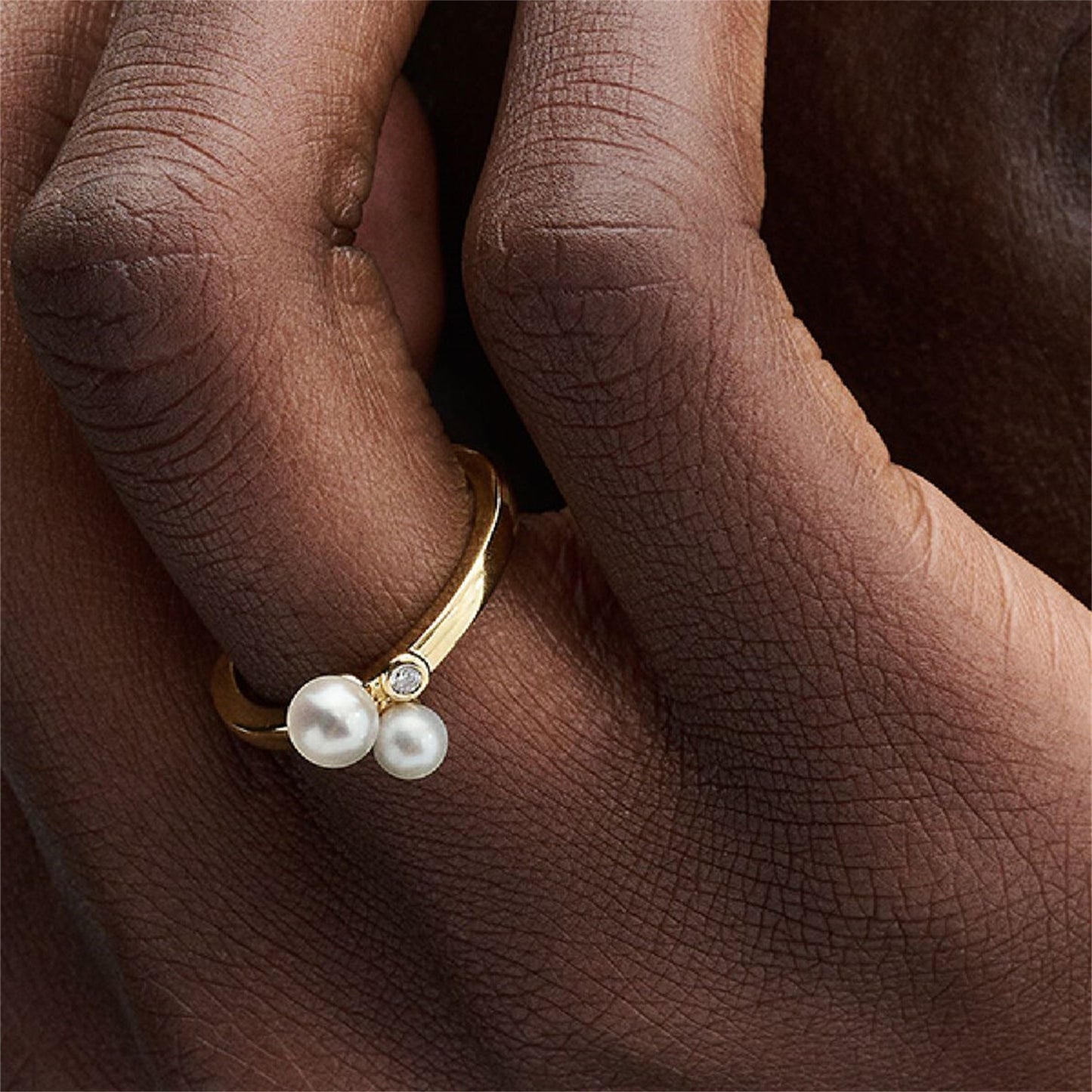 S925 Sterling Silver Duo Treated Freshwater Cultured Pearls Ring