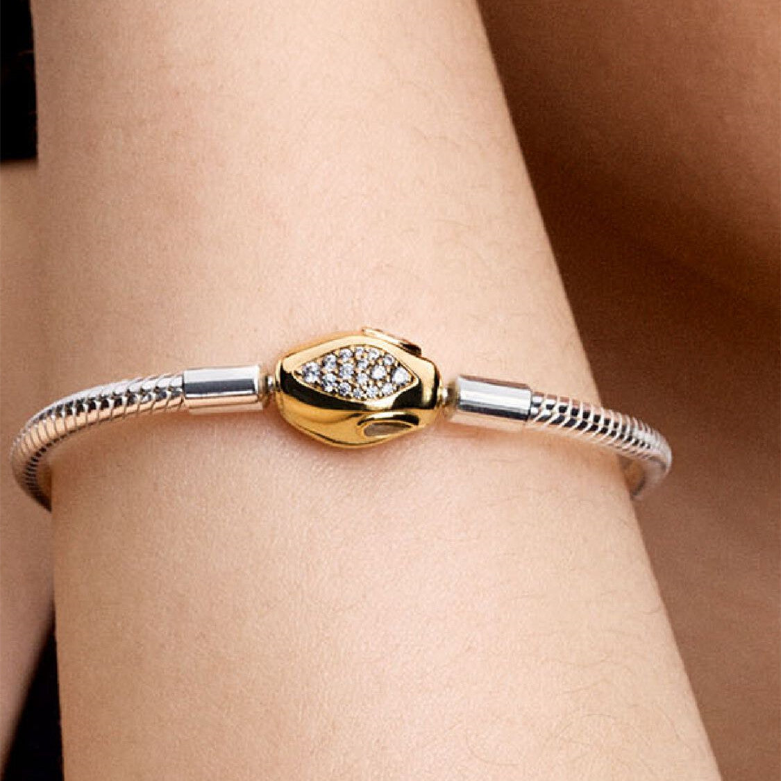 S925 Sterling Silver Snake Clasp & Chain Bracelet