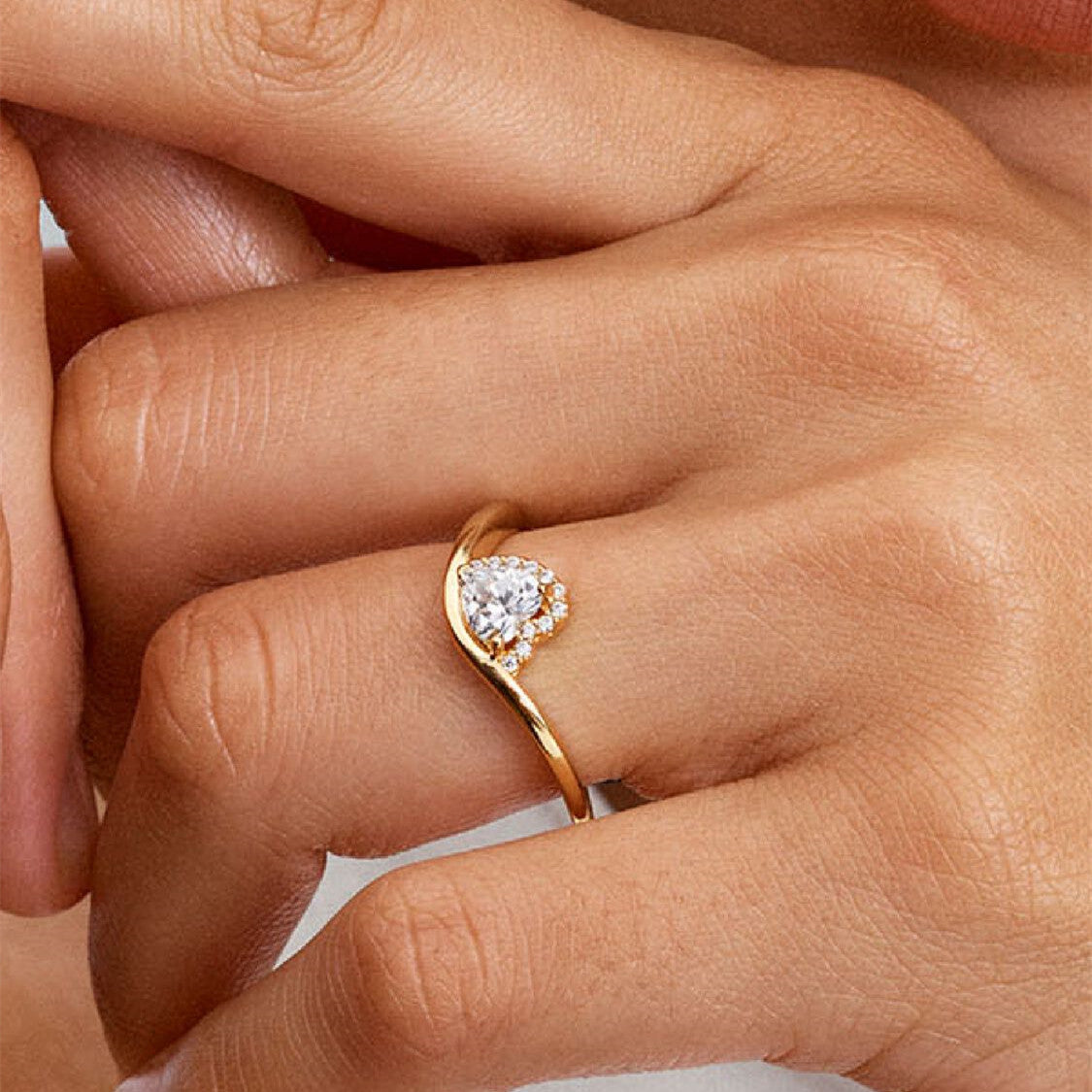 S925 Sterling Silver Wavy Heart Ring