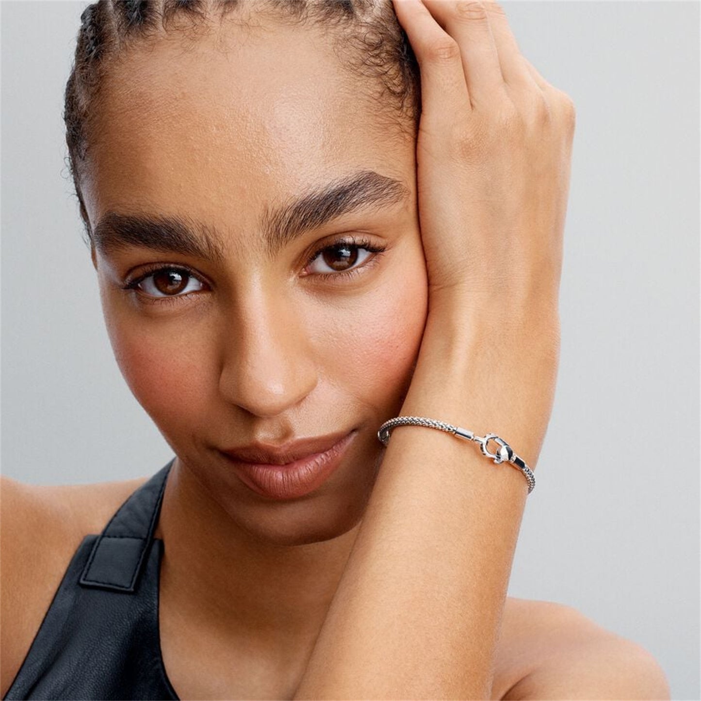 S925 Sterling Silver Studded Clasp & Chain Bracelet