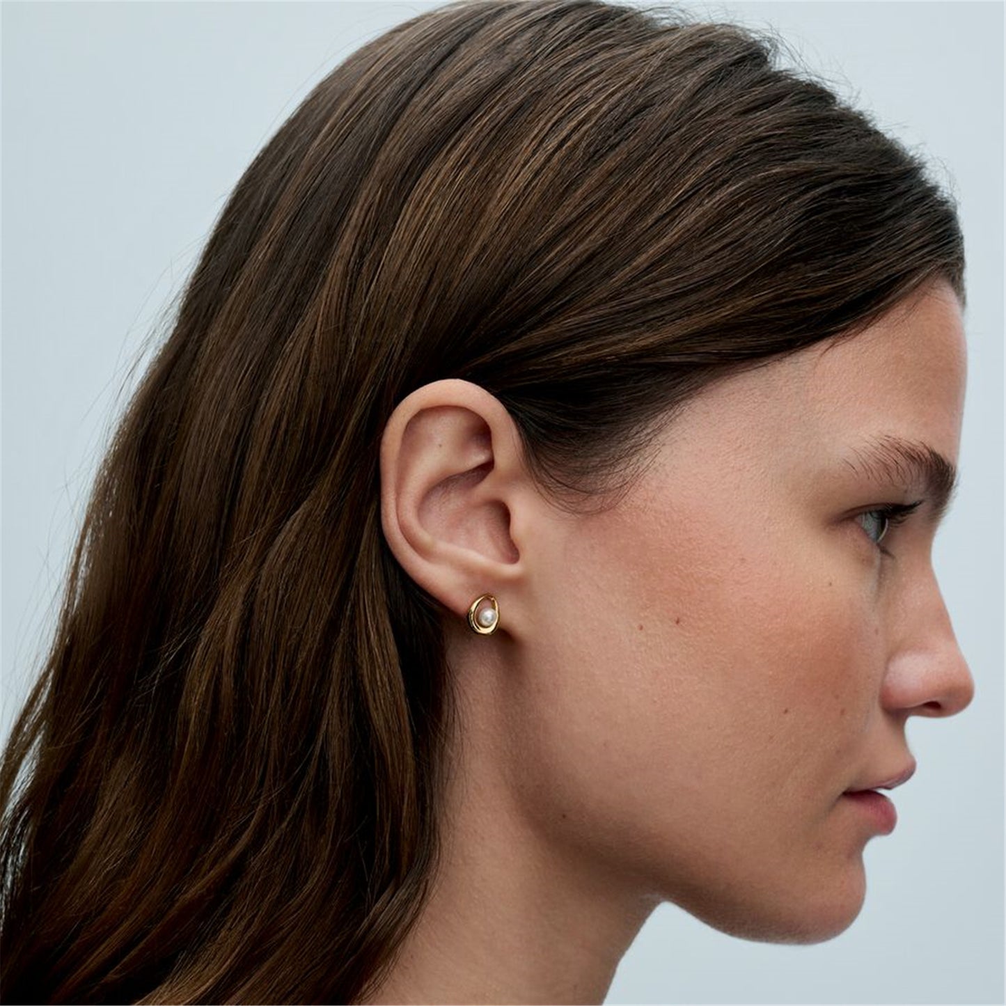 S925 Sterling Silver Organically Shaped Oval & Treated Freshwater Cultured Pearl Stud Earrings