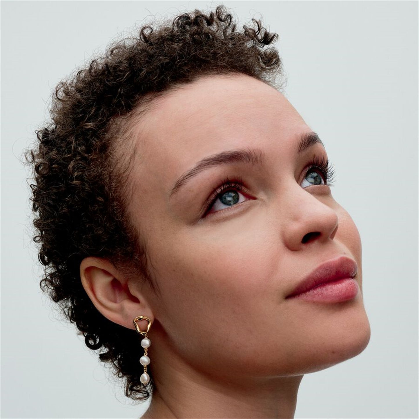 S925 Sterling Silver Organically Shaped Circle & Baroque Treated Freshwater Cultured Pearls Drop Earrings