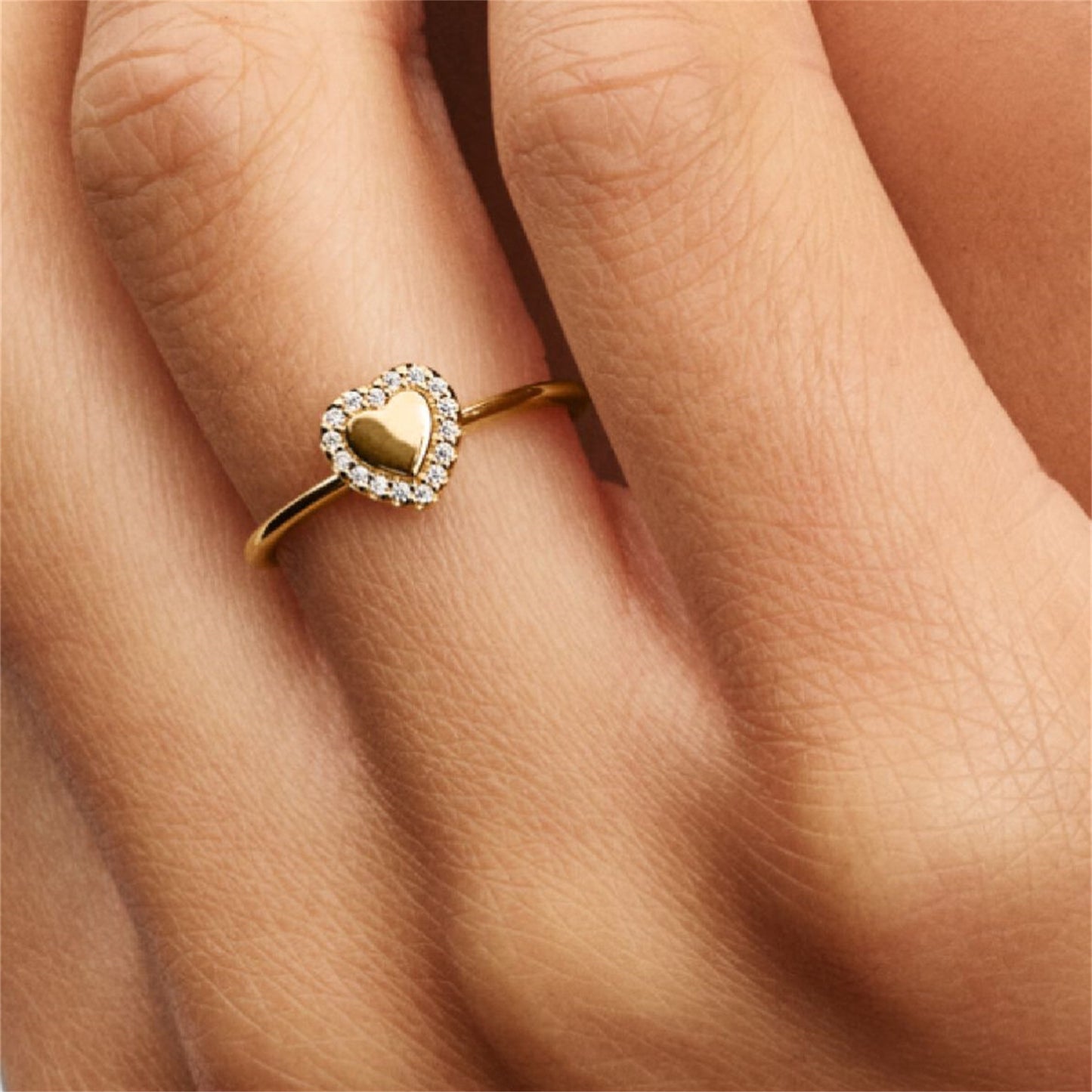 S925 Sterling Silver Engravable Heart Halo Ring
