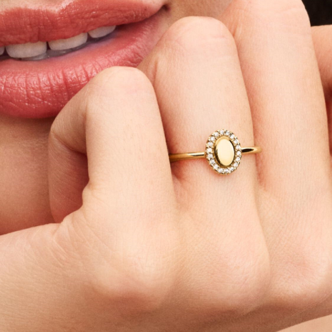 S925 Sterling Silver Engravable Oval Halo Ring