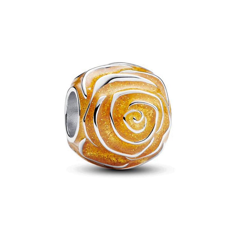 S925 Sterling Silver Spring rose beaded Charm