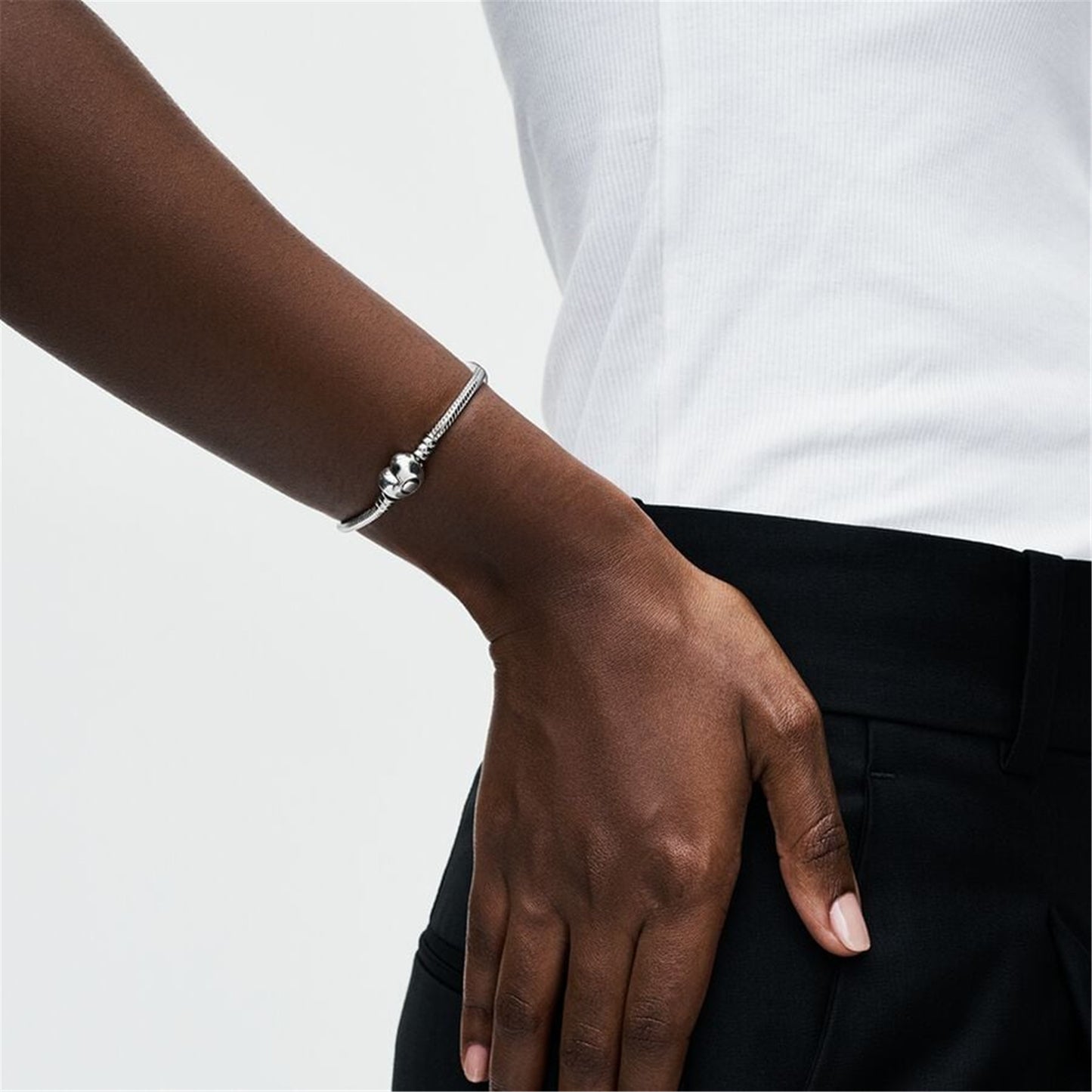 S925 sterling silver Moments Heart Clasp Snake Chain Bracelet