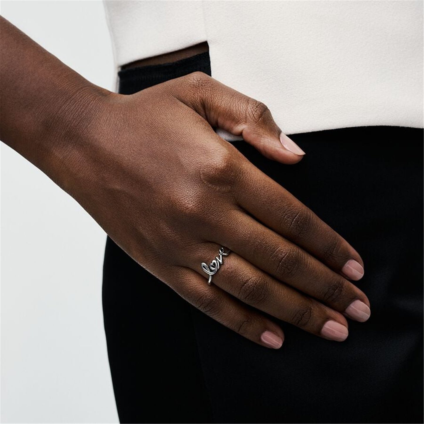 S925 Sterling Silver Handwritten Love Ring