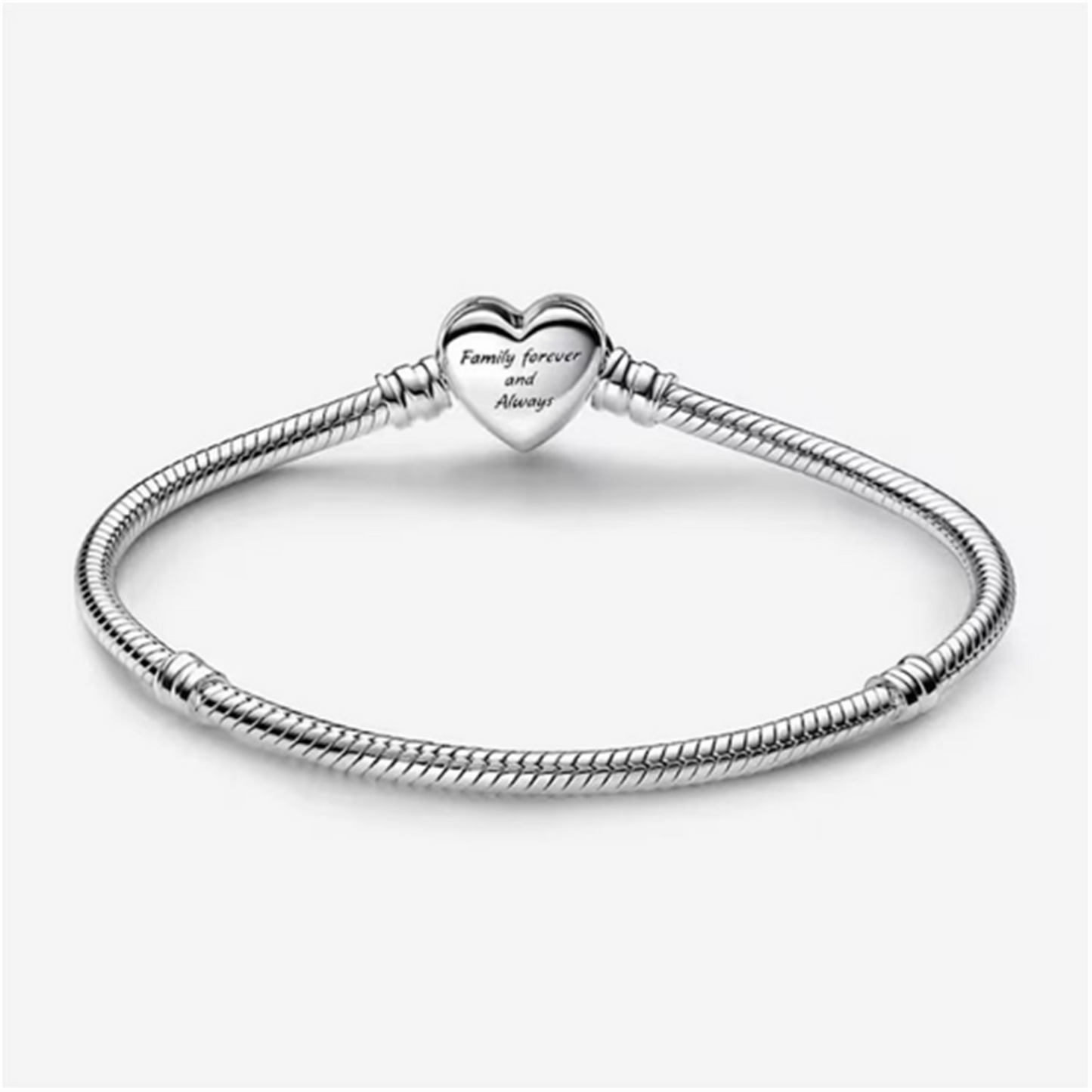 S925 sterling silver Moments Sparkling Infinity Heart Clasp Snake Chain Bracelet