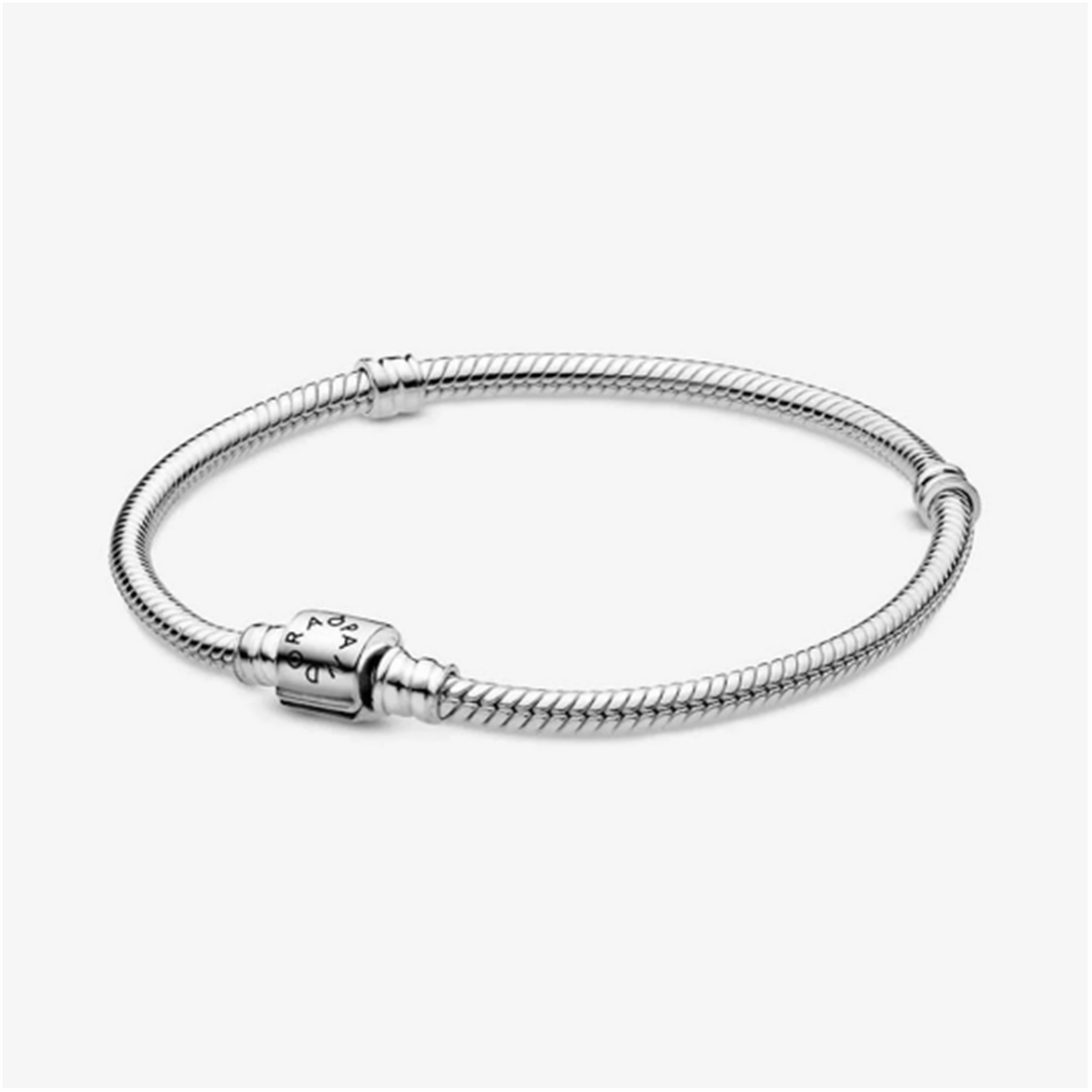 S925 sterling silver Moments Barrel Clasp Snake Chain Bracelet