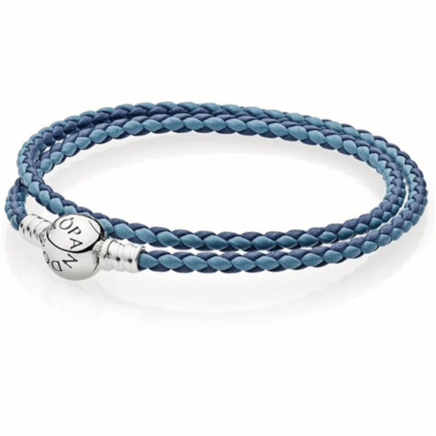 S925 sterling silver Moments Double Black Leather Bracelet