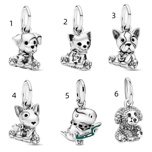 S925 Sterling Silver Cute Pet Pendant Series Charm