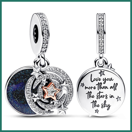 925 Sterling silver Star love color separation two-in-one Pendant Series Charm