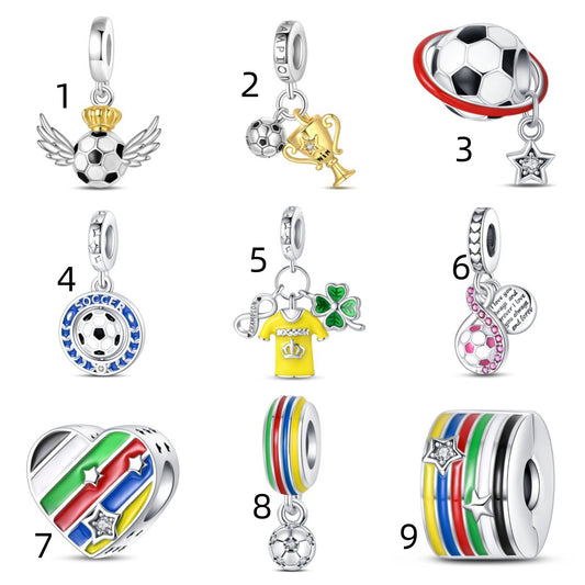 925 Sterling Silver Lucky Football Pendant Series Charm