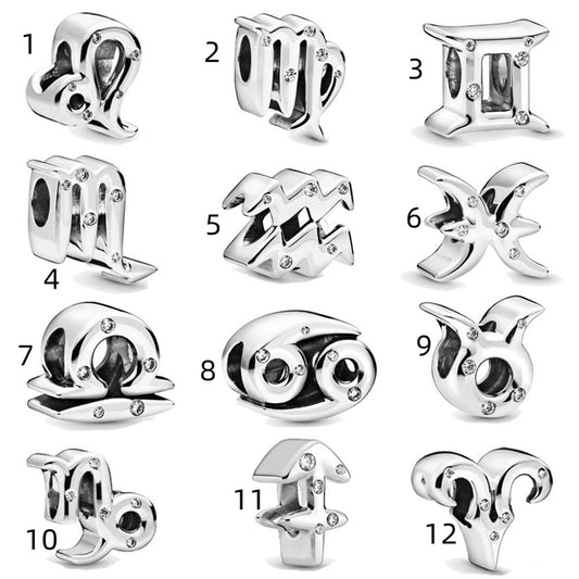 S925 Sterling Silver 12 Constellations Beading Series Charm