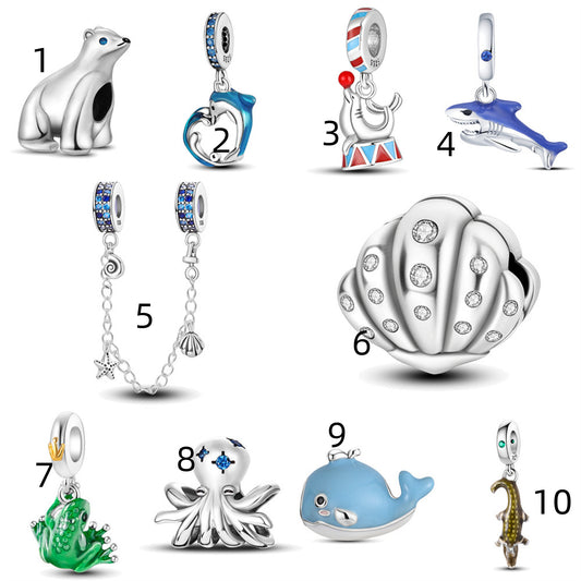 925 Sterling Silver Ocean Whale Pendant Series Charm