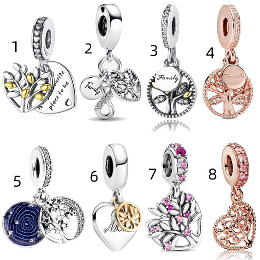 S925 Sterling Silver Family Pendant Series Charm