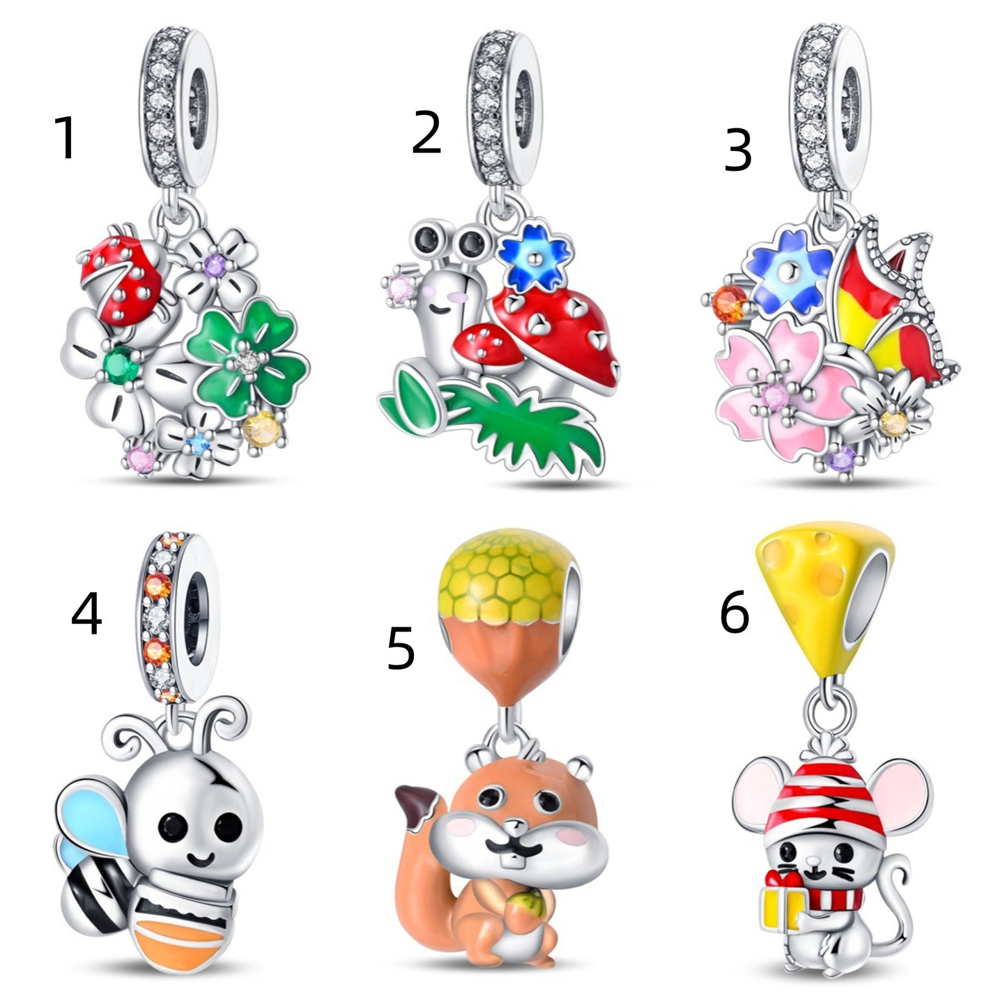 925 Sterling Silver Cute Animal Mouse Pendant Series Charm