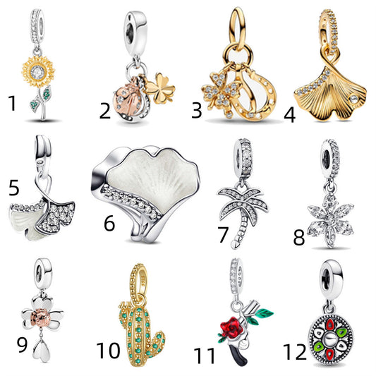 925 Sterling Silver Plant Sunflower Pendant Series Charm