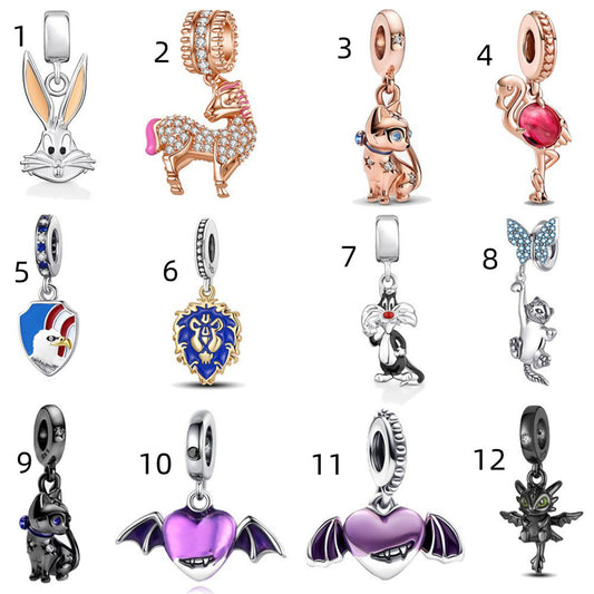 S925 Sterling Silver Animal Squirrel Pendant Series Charm