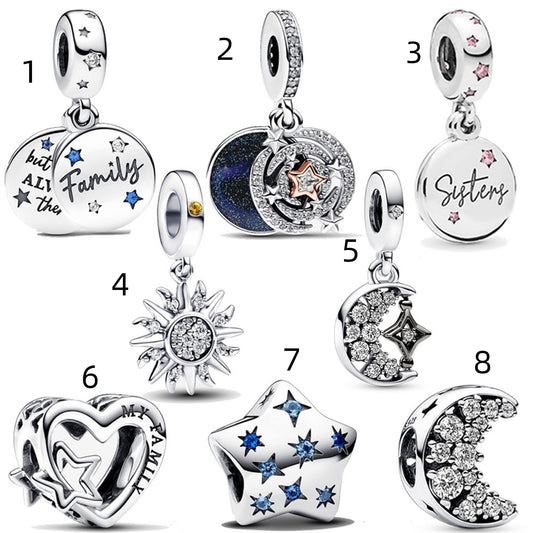 S925 Sterling Silver Five-Pointed Star Star Beaded Series Charm