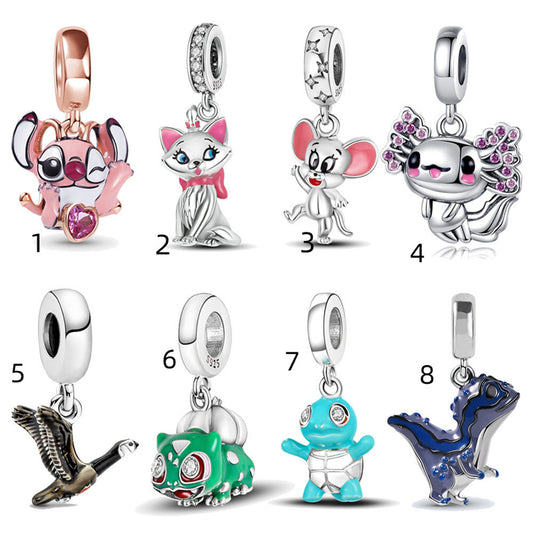 S925 Sterling Silver Cute Animal Fox Pendant Series Charm