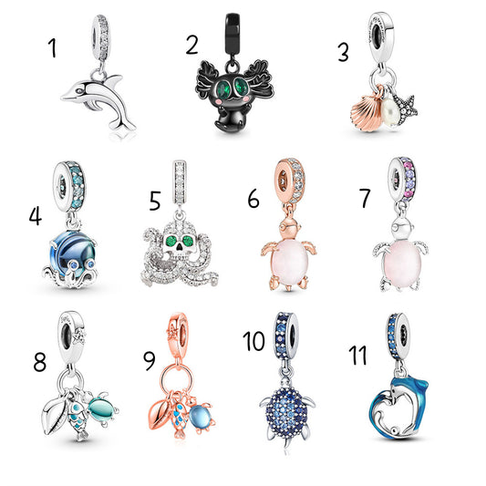 S925 Sterling Silver Cute Ocean Pendant Series Charm