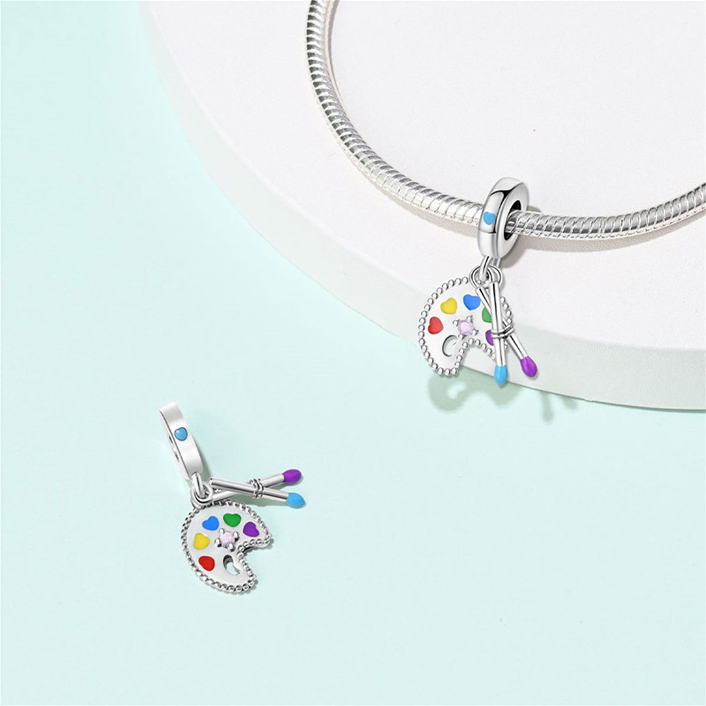 925 Sterling Silver Color Palette Pendant Series Charm