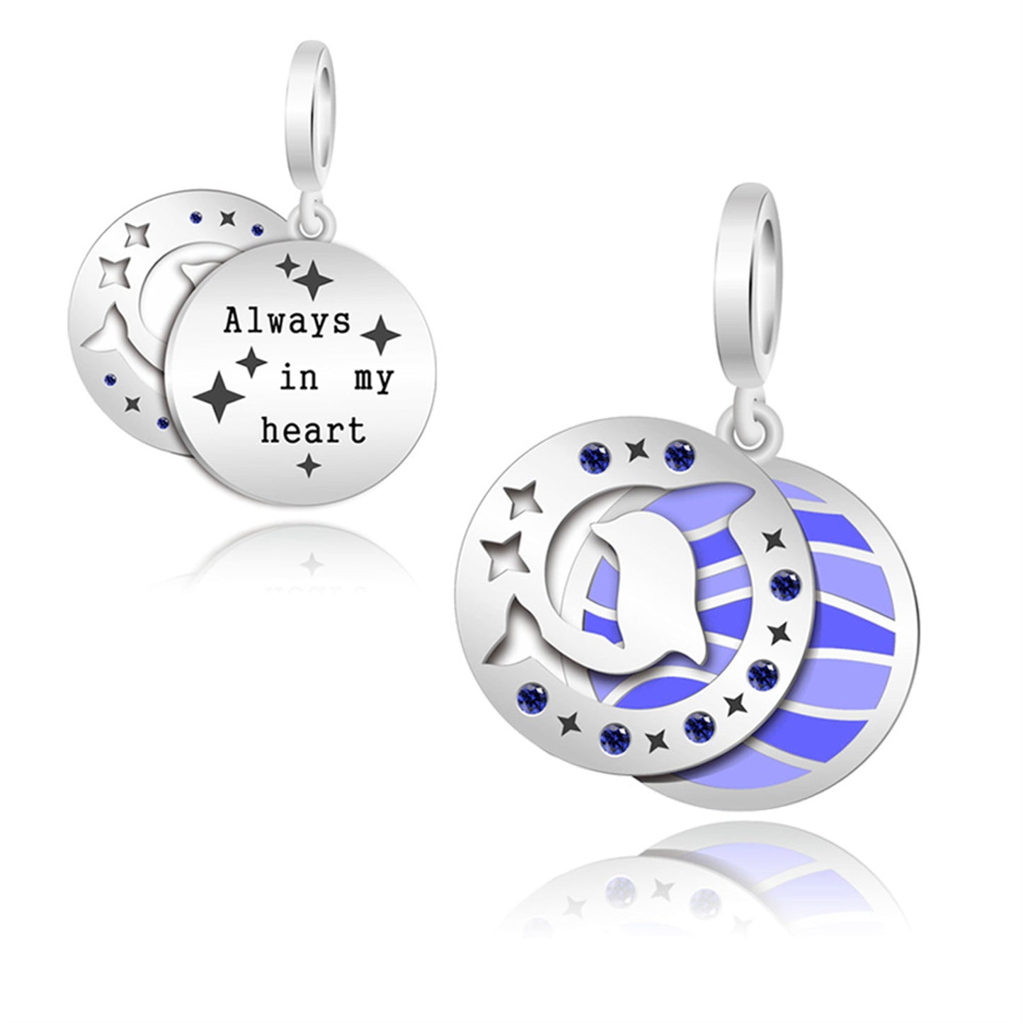 925 Sterling silver 2-in-1 snail Dolphin Pendant Series Charm