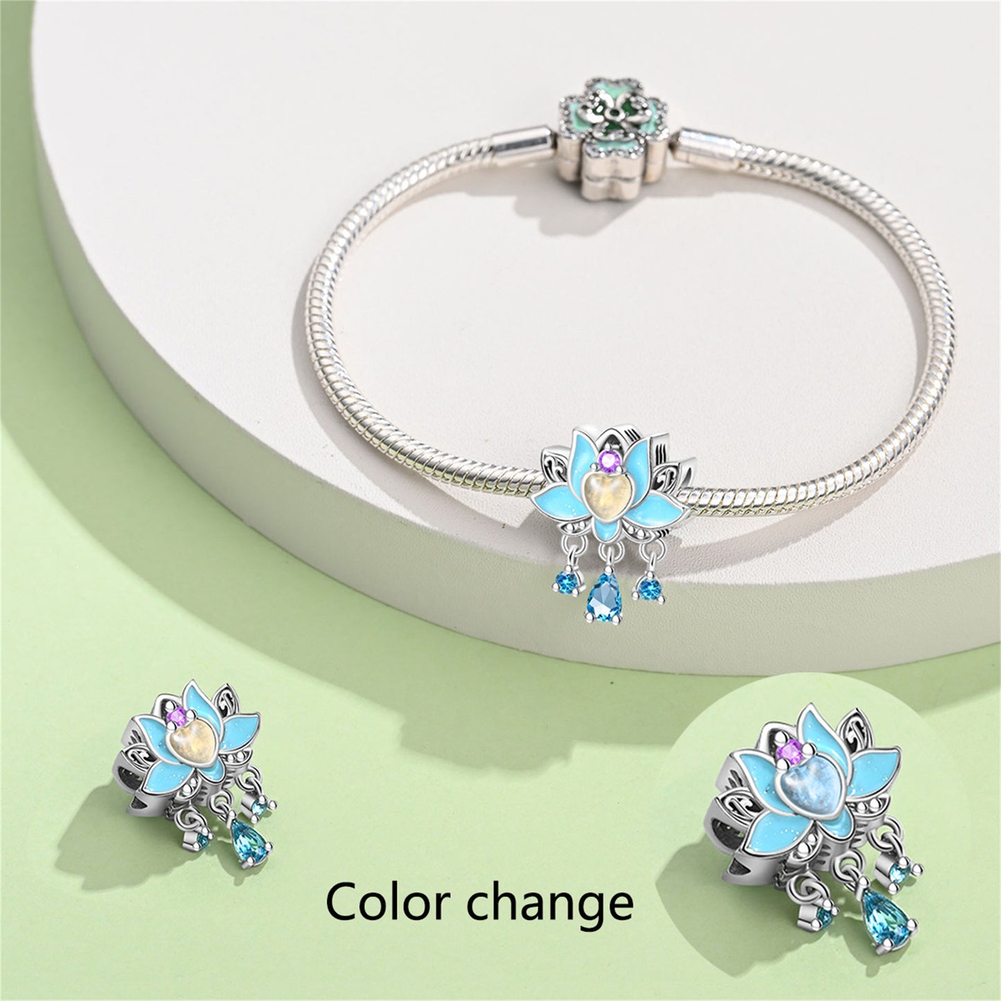925 Sterling Silver Luminous Chameleon Pendant Series Charm