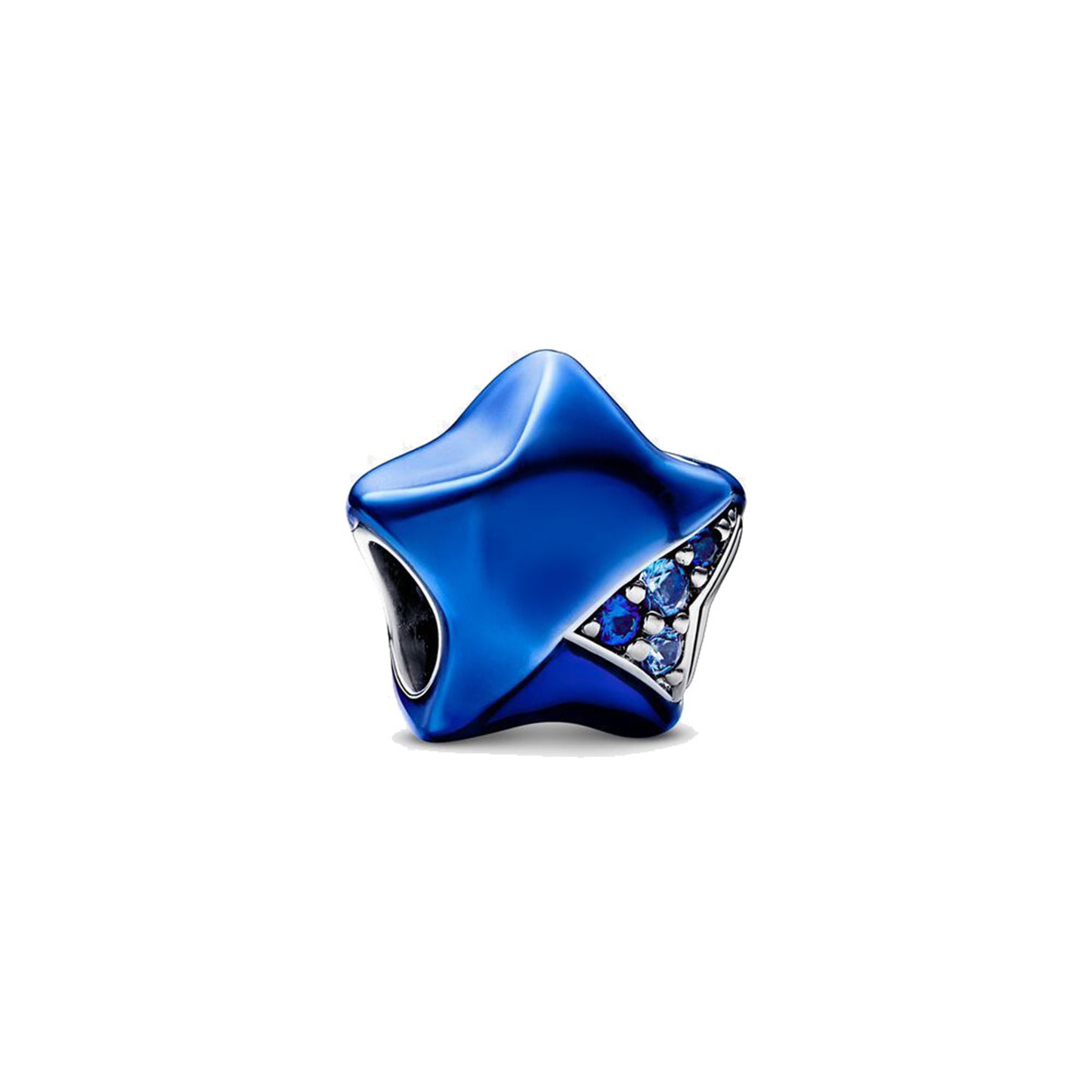 S925 Sterling Silver Blue Shining Five-Pointed Star Beaded Series Charm