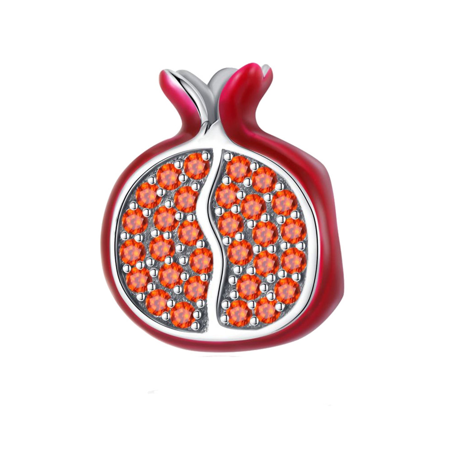 S925 Sterling Silver Fruit Pomegranate Beaded Series Charm