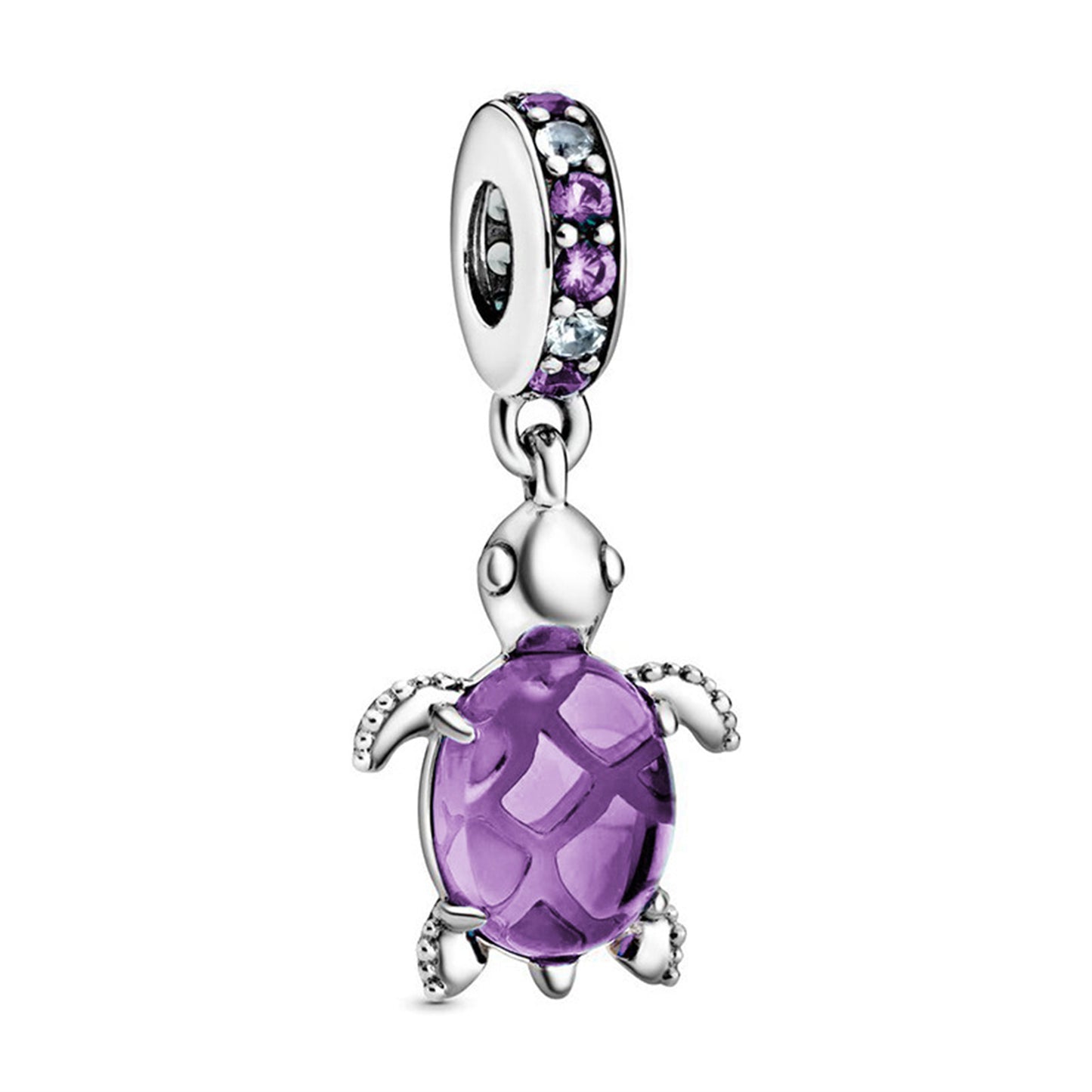 925 Sterling silver Sea World Colorful Gem Turtle Beading Series Charm