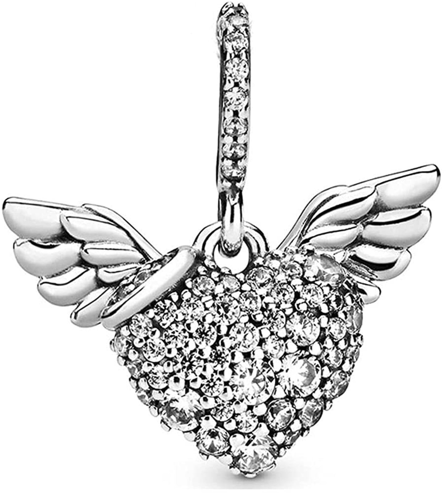 S925 Sterling Silver Heart Angel Wings Pendant Series Charm