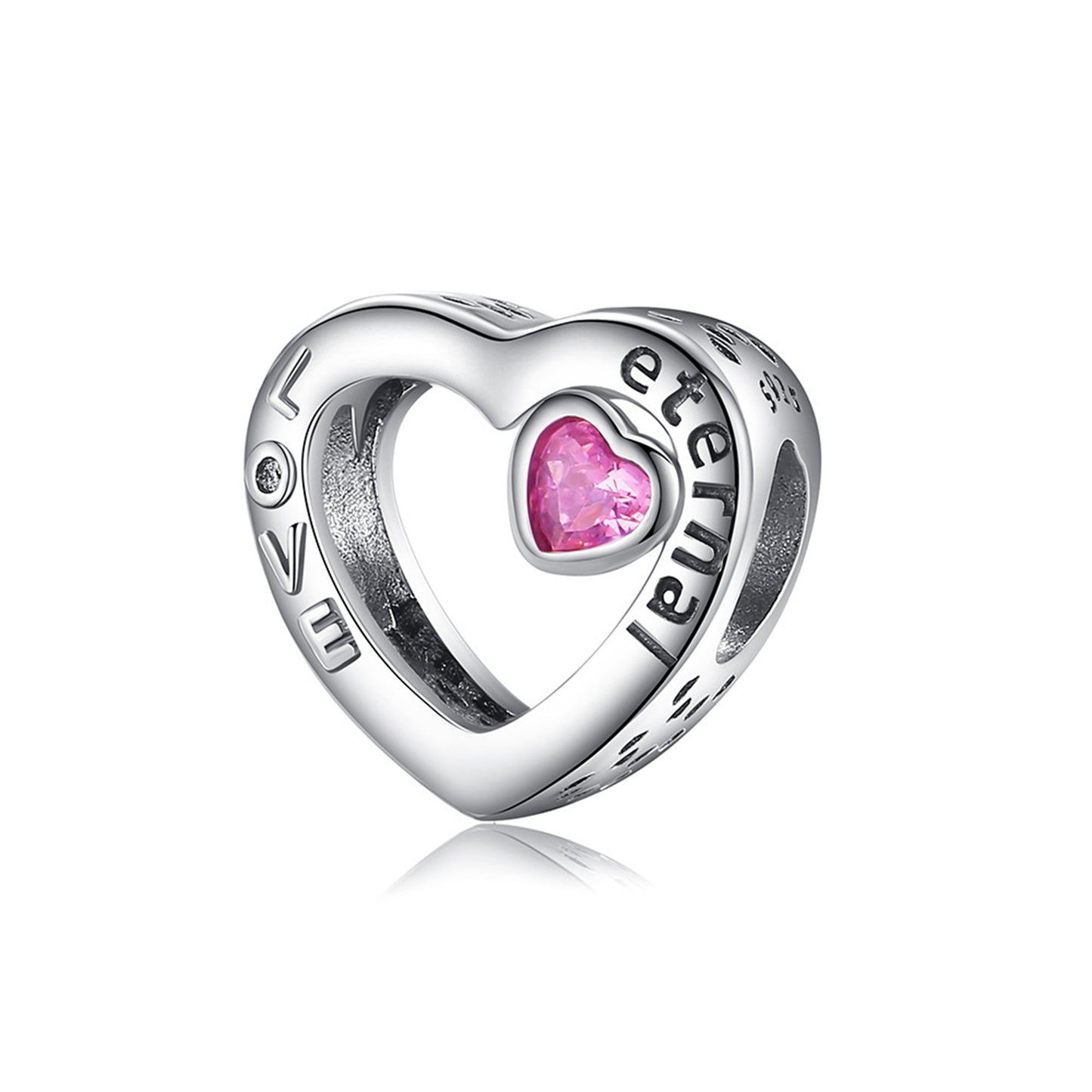S925 Sterling Silver Exquisite Heart Beaded Series Charm