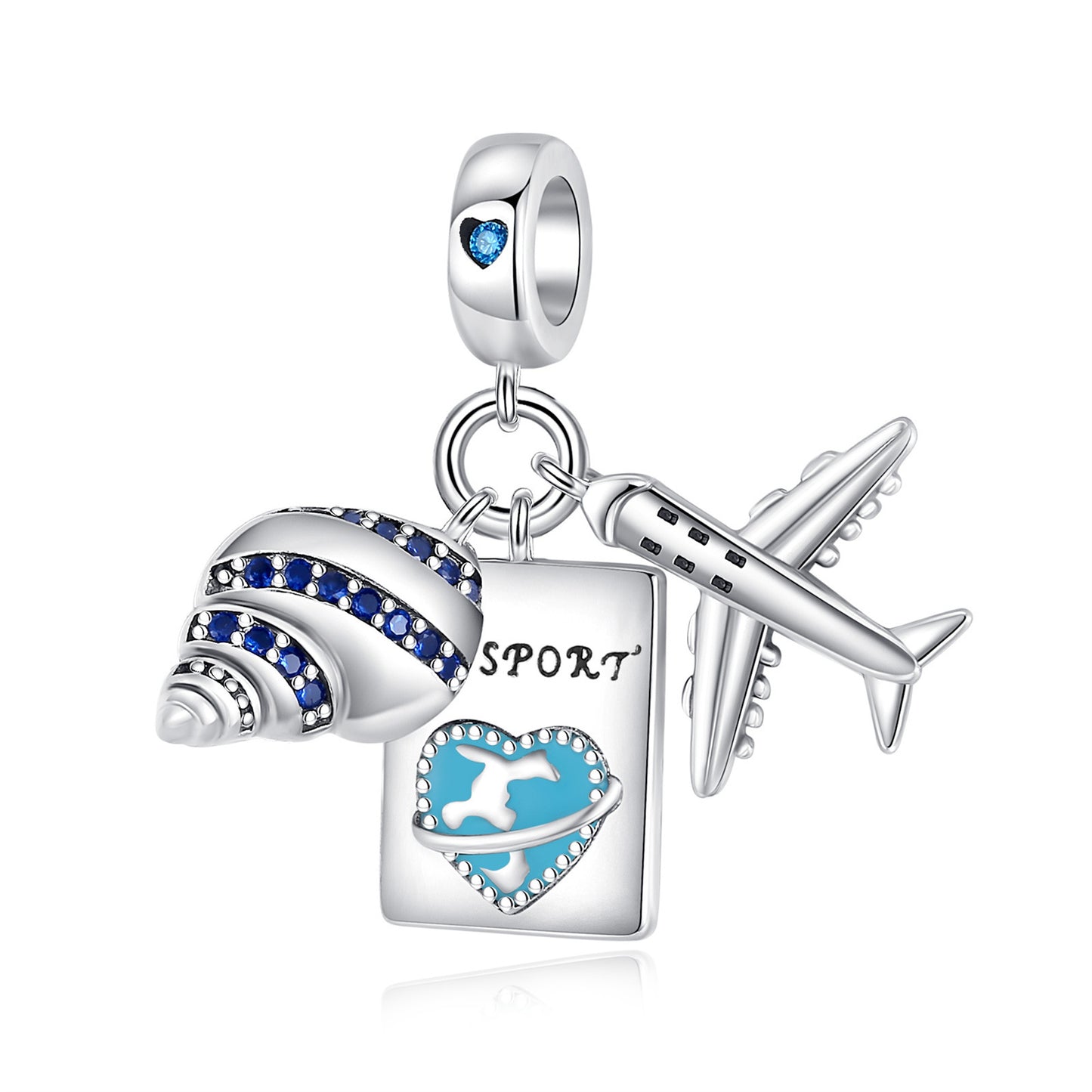 925 Sterling silver Paris Tower Aircraft Pendant Series Charm