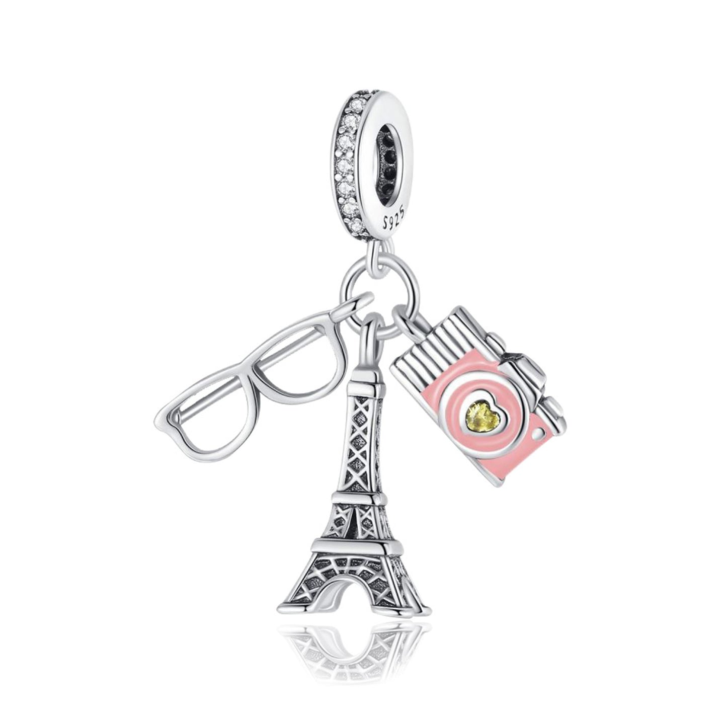 925 Sterling silver Paris Tower Aircraft Pendant Series Charm