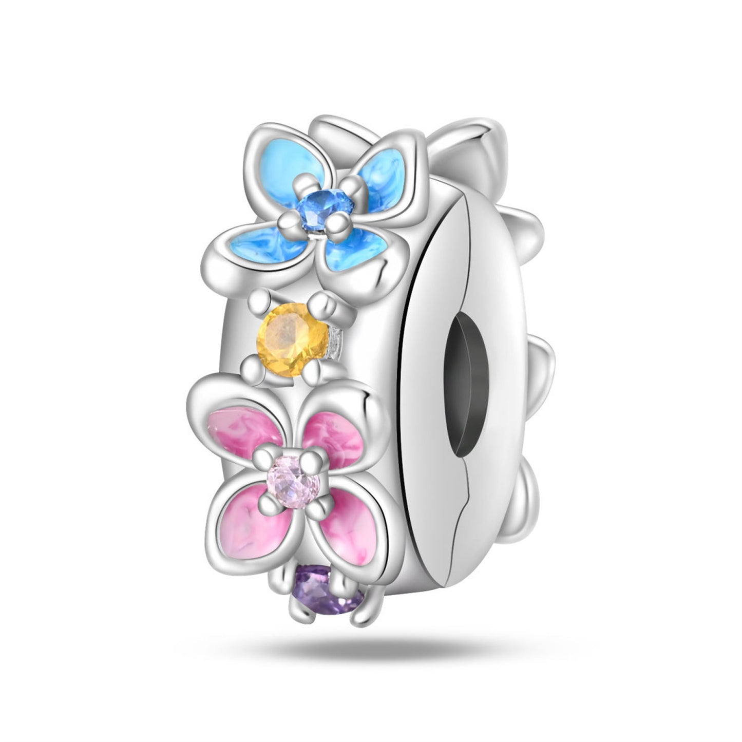 925 Sterling Silver Zircon Butterfly Four-Leaf Clover Pendant Series Charm