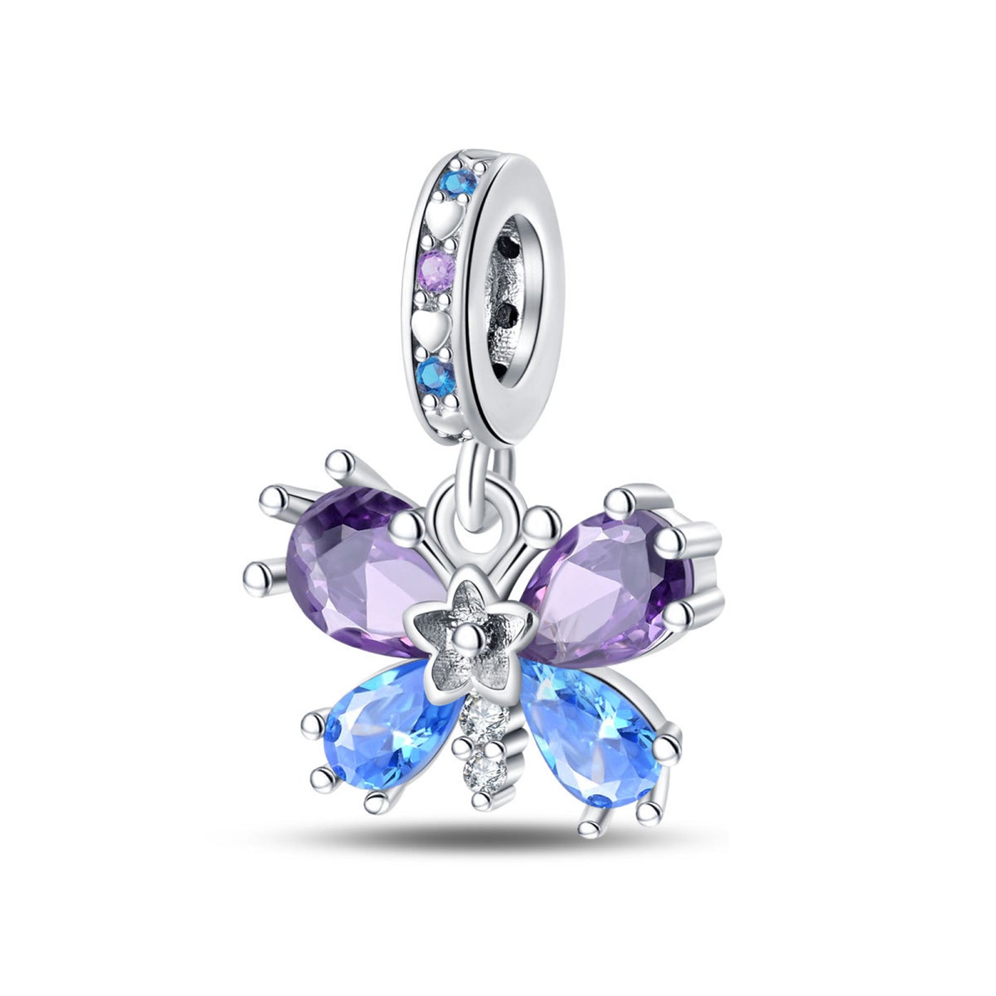 925 Sterling Silver Zircon Butterfly Four-Leaf Clover Pendant Series Charm