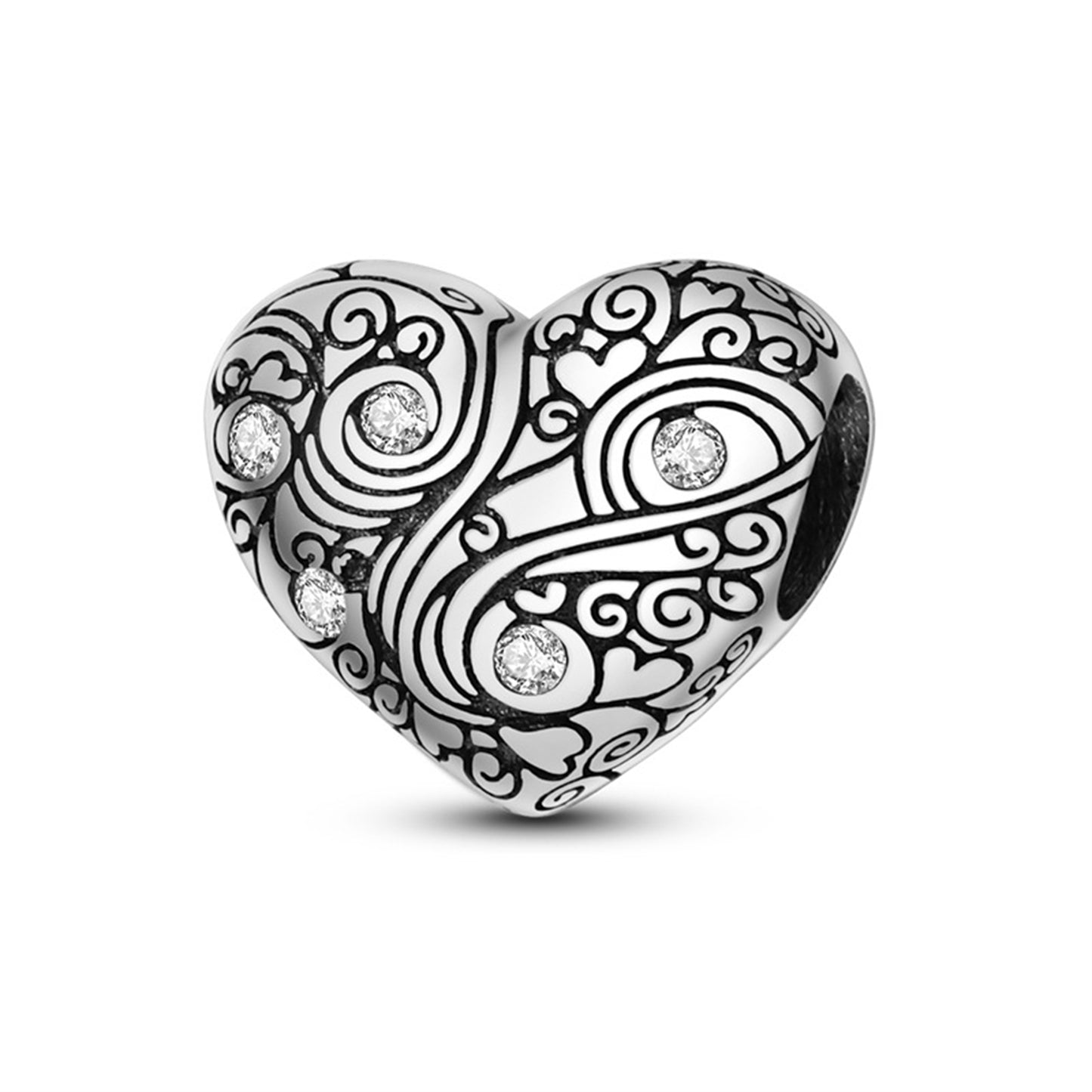 925 Sterling Silver Color Zirconium Love Beading Series Charm