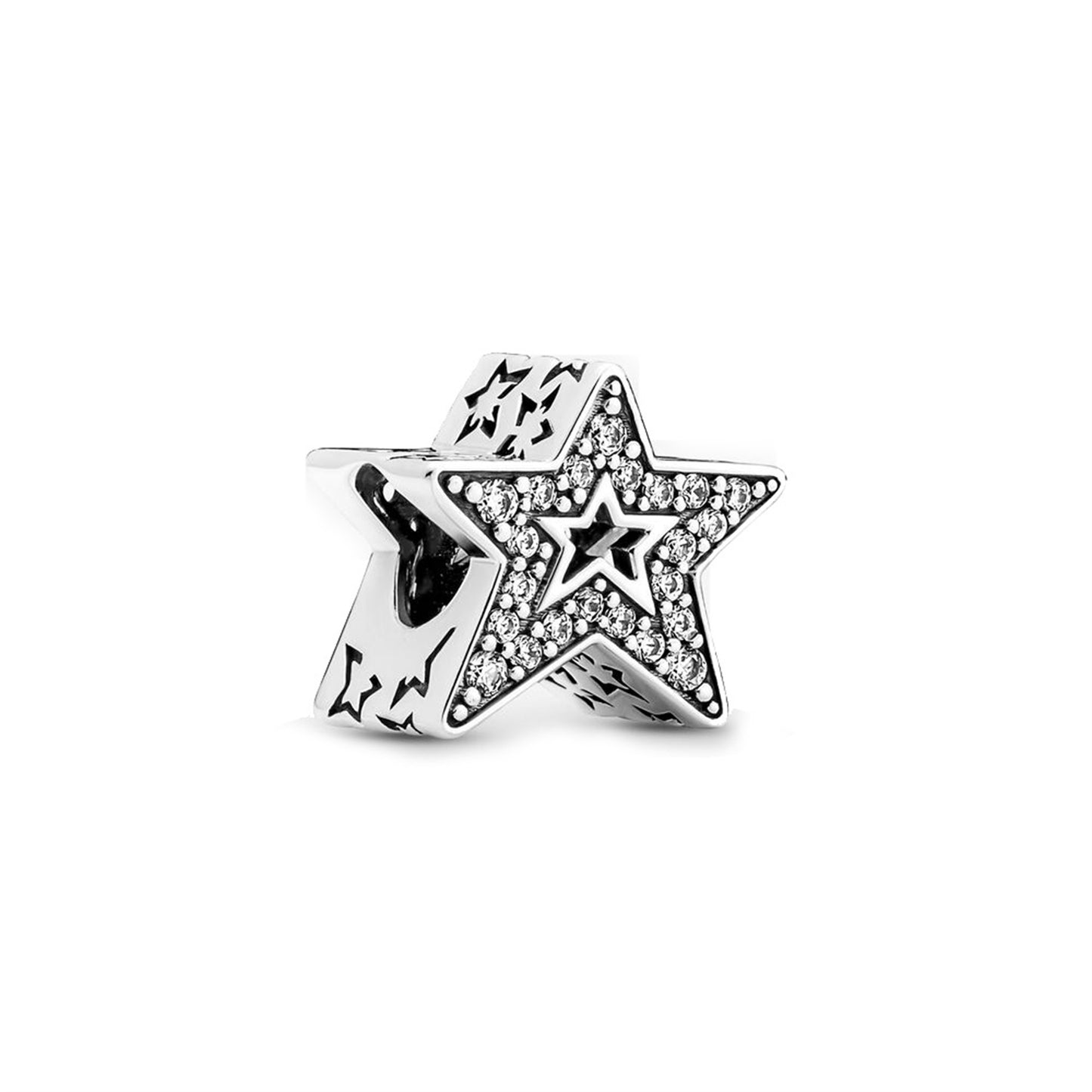 S925 Sterling Silver Blue Shining Five-Pointed Star Beaded Series Charm