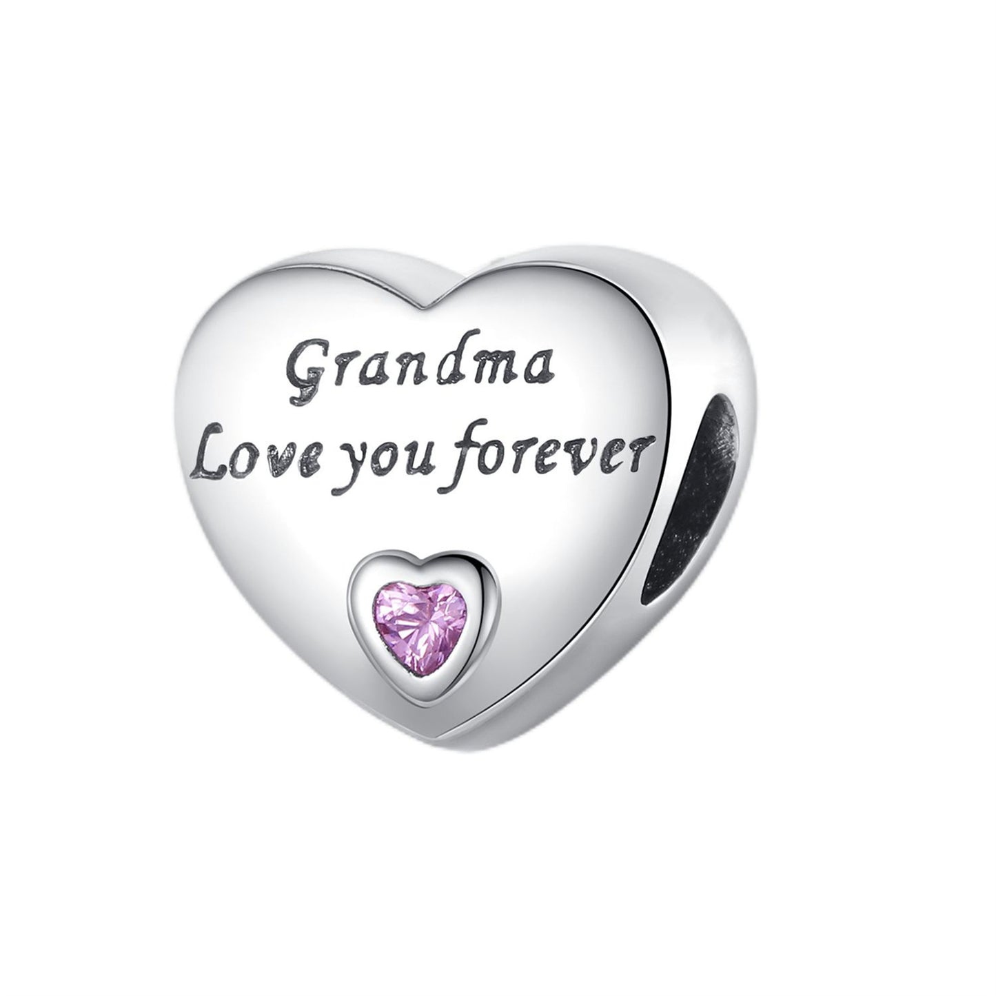 S925 Sterling Silver Family heart Beaded t Series Charm
