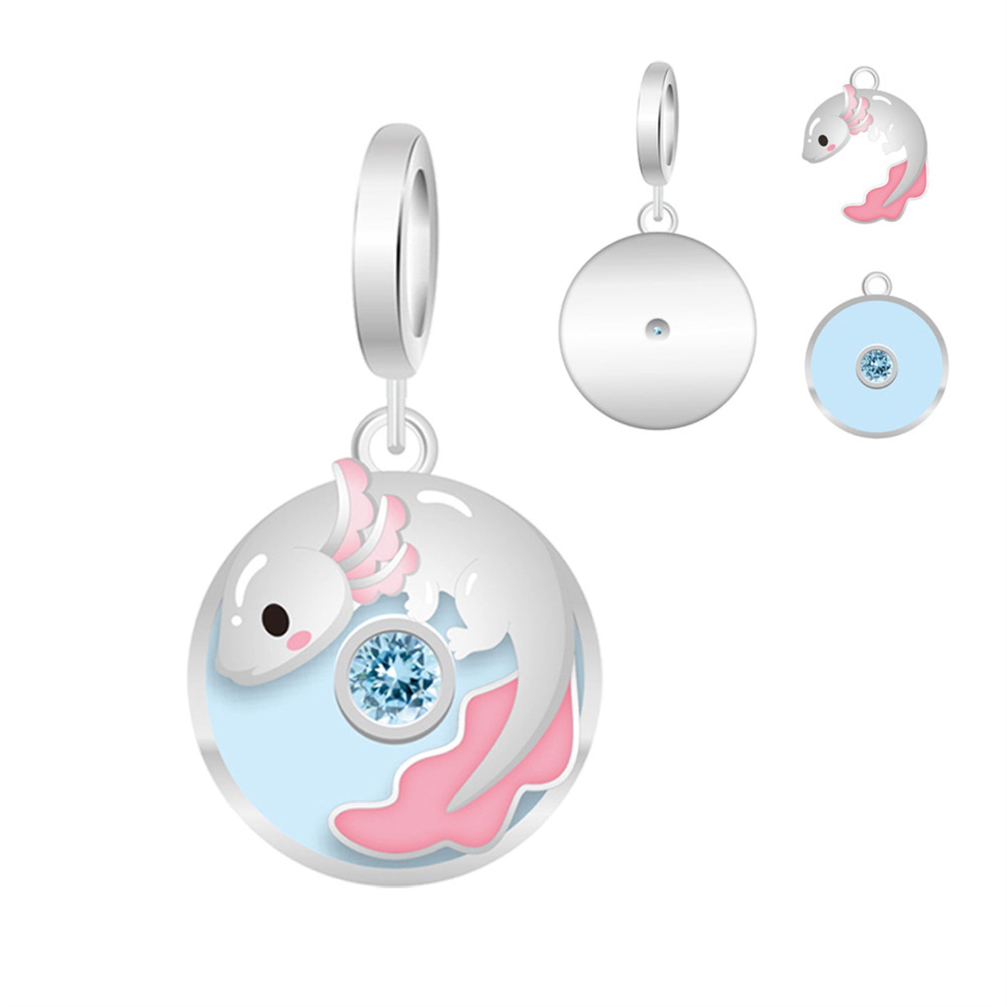 925 Sterling silver 2-in-1 snail Dolphin Pendant Series Charm