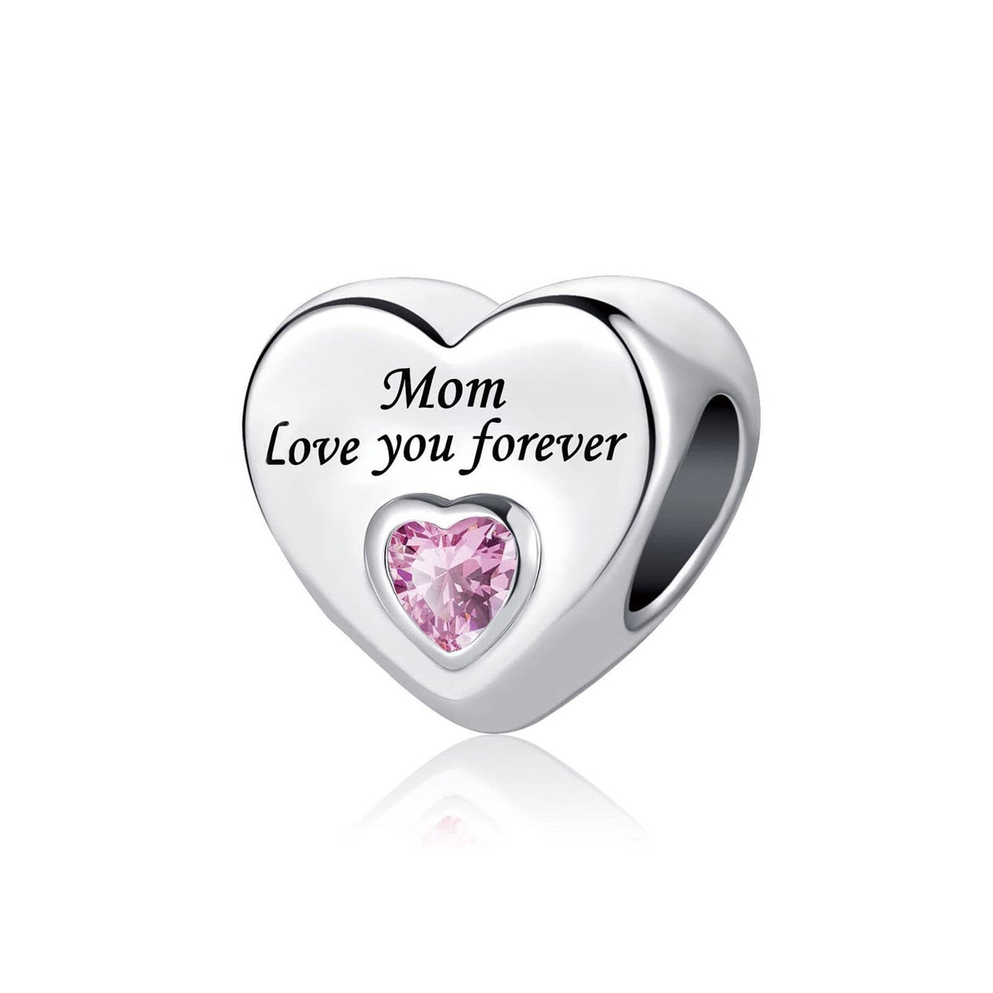 S925 Sterling Silver Family heart Beaded t Series Charm