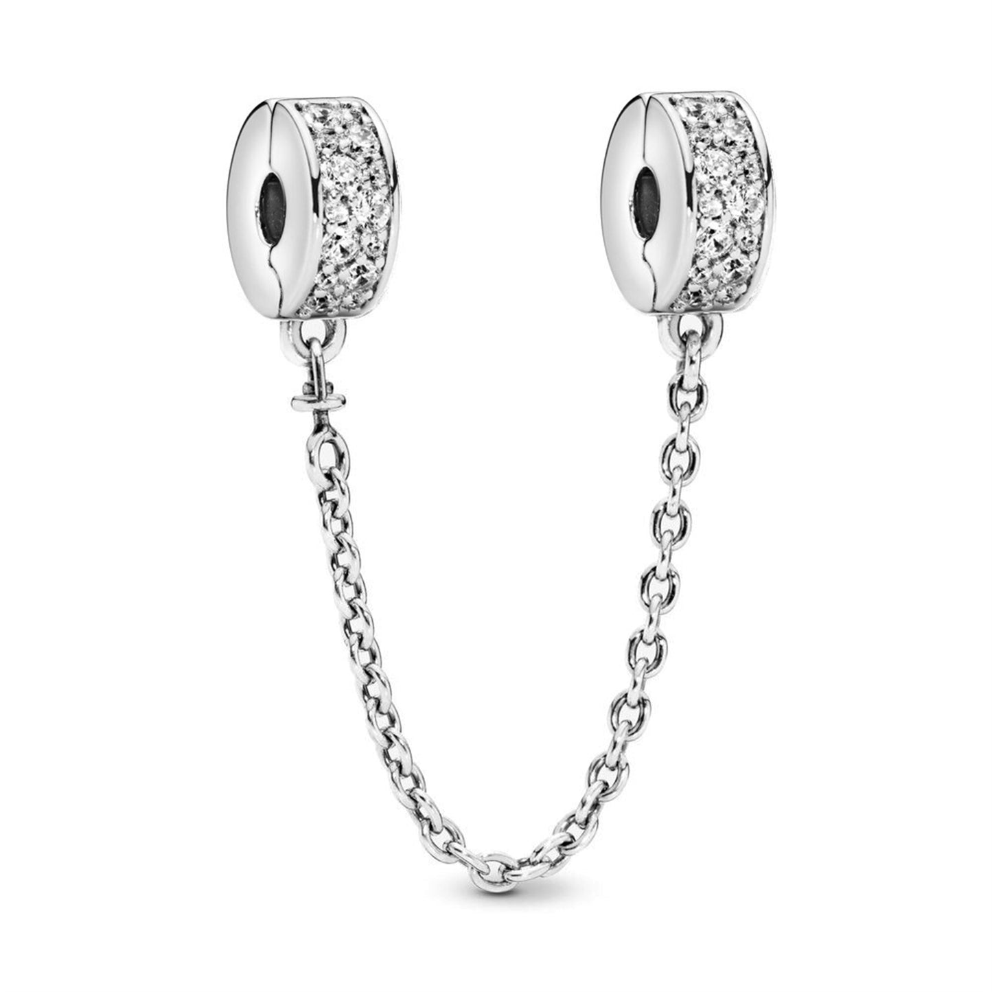 925 Sterling silver Rose Gold Zircon Fixed Clip Beaded Series Charm