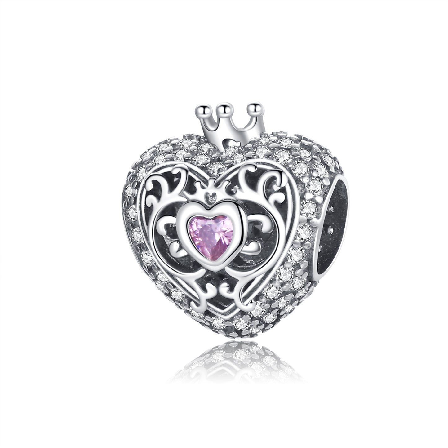 S925 Sterling Silver Exquisite Heart Beaded Series Charm