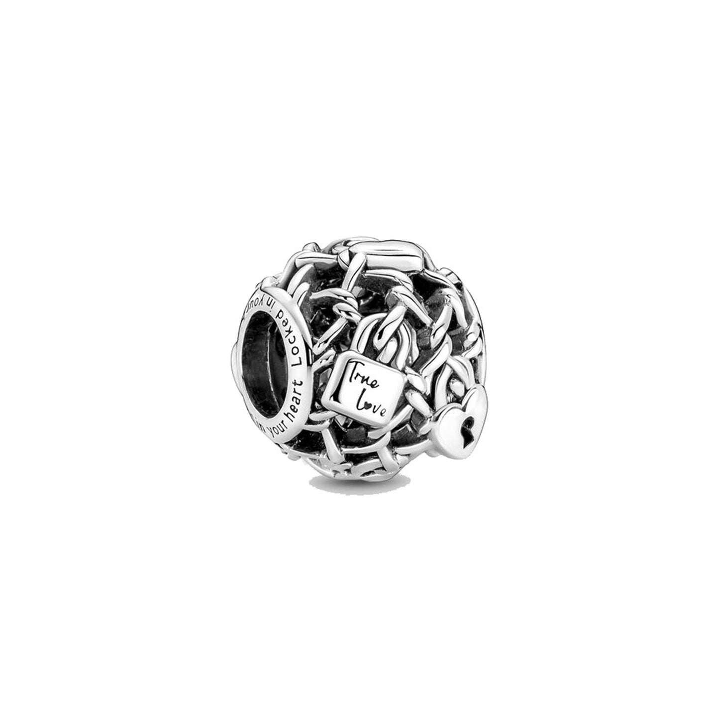 S925 Sterling Silver Love Lock Beaded Series Charm