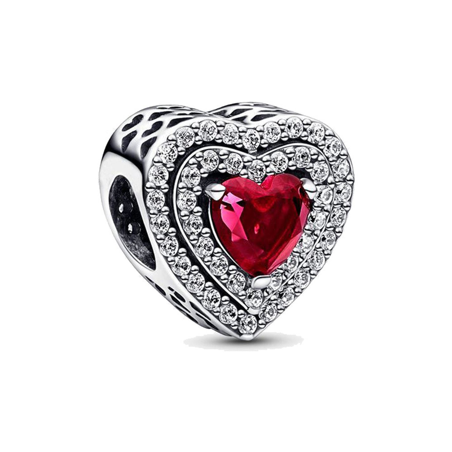 S925 Sterling Silver Shiny Heart Beaded Series Charm