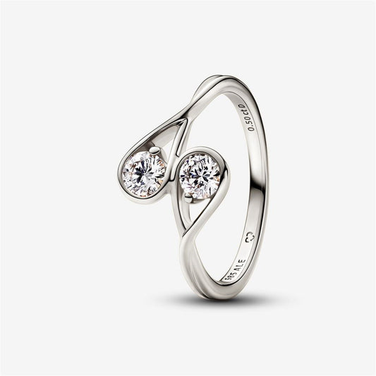 S925 Sterling Silver Infinite Lab-grown Diamond Double Facing Ring 0.50 carat tw 14k White Gold