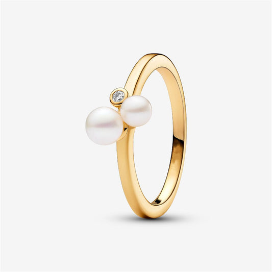 S925 Sterling Silver Duo Treated Freshwater Cultured Pearls Ring